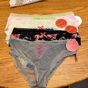 NWT Splendies Women's Lace Trim Panties - Black, Gray, Pink